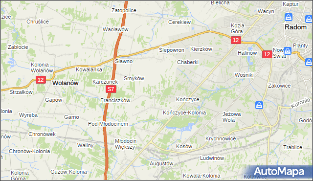 mapa Podkończyce, Podkończyce na mapie Targeo