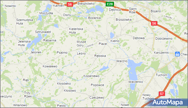 mapa Rębiska gmina Szemud, Rębiska gmina Szemud na mapie Targeo