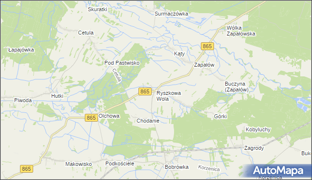 mapa Ryszkowa Wola, Ryszkowa Wola na mapie Targeo