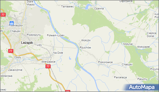 mapa Rzuchów gmina Leżajsk, Rzuchów gmina Leżajsk na mapie Targeo
