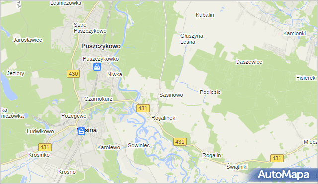 mapa Sasinowo, Sasinowo na mapie Targeo
