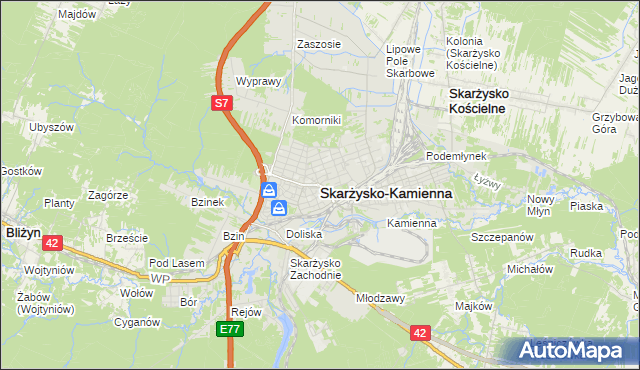 mapa Skarżysko-Kamienna, Skarżysko-Kamienna na mapie Targeo