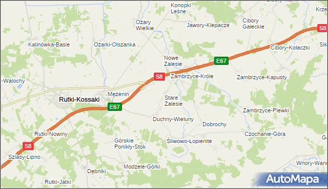 mapa Stare Zalesie gmina Rutki, Stare Zalesie gmina Rutki na mapie Targeo