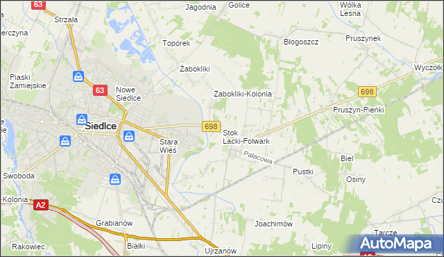 mapa Stok Lacki-Folwark, Stok Lacki-Folwark na mapie Targeo