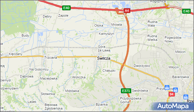 mapa Świlcza, Świlcza na mapie Targeo