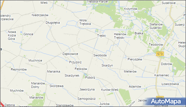 mapa Swoboda gmina Szczawin Kościelny, Swoboda gmina Szczawin Kościelny na mapie Targeo