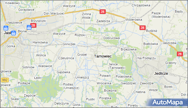 mapa Tarnowiec powiat jasielski, Tarnowiec powiat jasielski na mapie Targeo