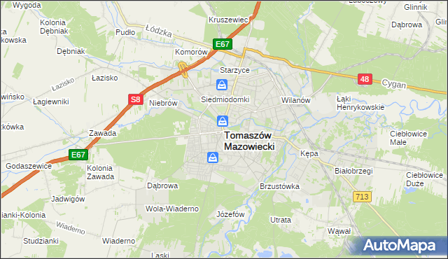 mapa Tomaszów Mazowiecki, Tomaszów Mazowiecki na mapie Targeo