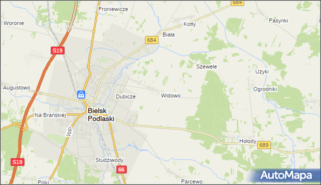 mapa Widowo, Widowo na mapie Targeo