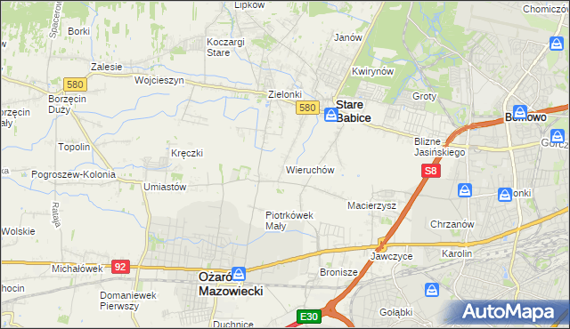 mapa Wieruchów, Wieruchów na mapie Targeo