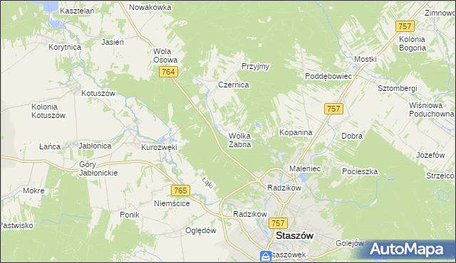 mapa Wólka Żabna, Wólka Żabna na mapie Targeo