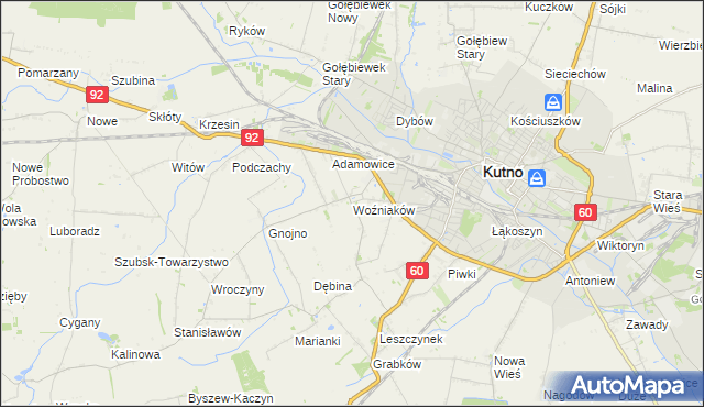 mapa Woźniaków, Woźniaków na mapie Targeo