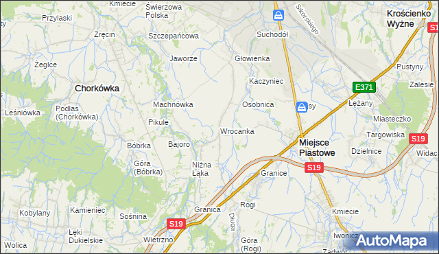 mapa Wrocanka gmina Miejsce Piastowe, Wrocanka gmina Miejsce Piastowe na mapie Targeo