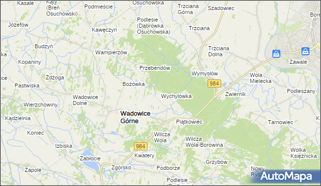 mapa Wychylówka, Wychylówka na mapie Targeo