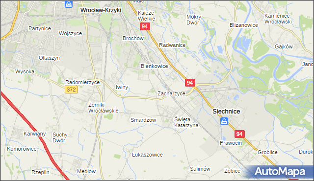 mapa Zacharzyce, Zacharzyce na mapie Targeo