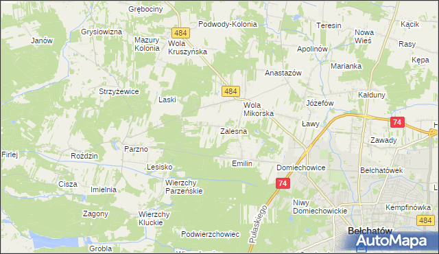 mapa Zalesna, Zalesna na mapie Targeo
