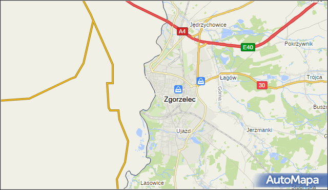 mapa Zgorzelec, Zgorzelec na mapie Targeo