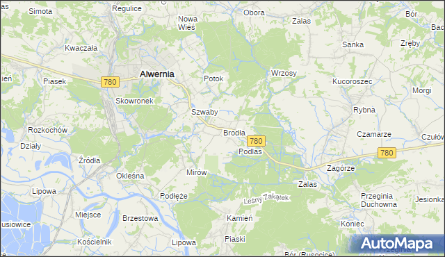 mapa Brodła, Brodła na mapie Targeo