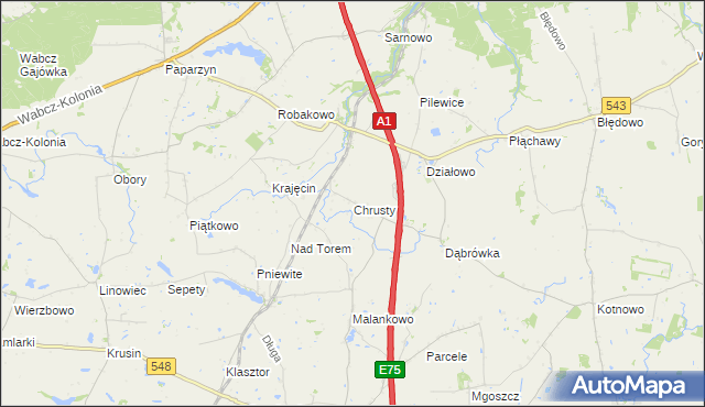 mapa Chrusty gmina Lisewo, Chrusty gmina Lisewo na mapie Targeo