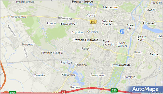 mapa Raszyn gmina Poznań, Raszyn gmina Poznań na mapie Targeo