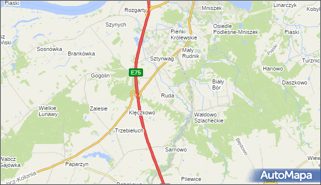 mapa Ruda gmina Grudziądz, Ruda gmina Grudziądz na mapie Targeo