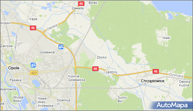 mapa Zbicko, Zbicko na mapie Targeo