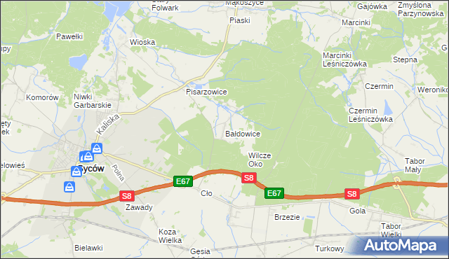 mapa Bałdowice, Bałdowice na mapie Targeo