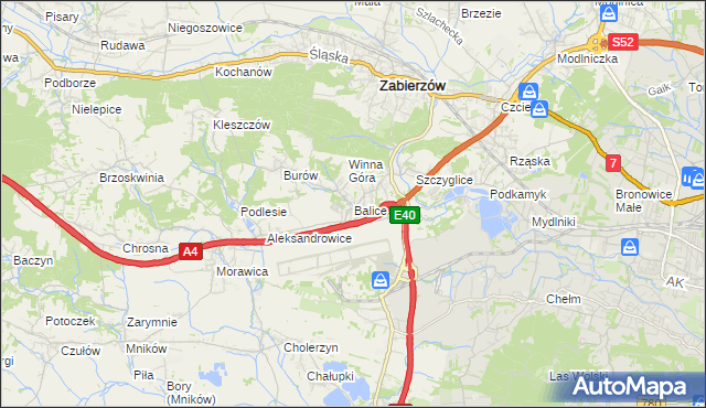 mapa Balice gmina Zabierzów, Balice gmina Zabierzów na mapie Targeo