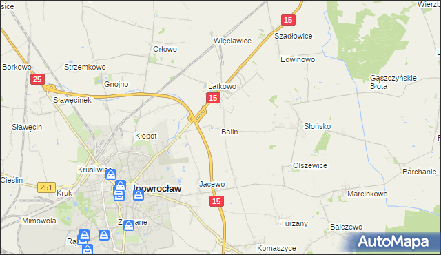 mapa Balin gmina Inowrocław, Balin gmina Inowrocław na mapie Targeo