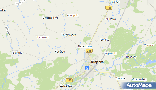 mapa Barankowo, Barankowo na mapie Targeo