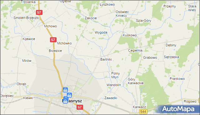 mapa Bartniki gmina Przasnysz, Bartniki gmina Przasnysz na mapie Targeo