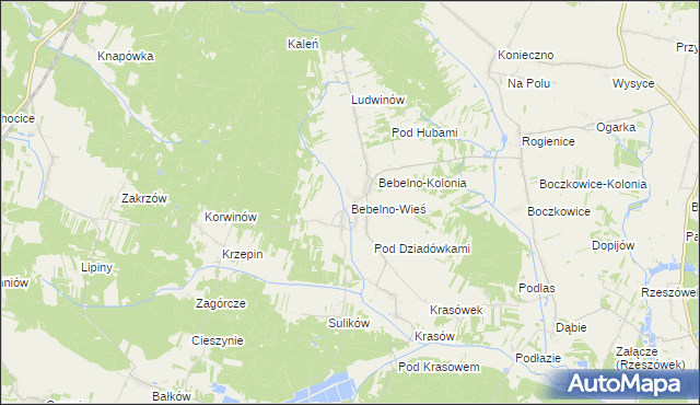 mapa Bebelno-Wieś, Bebelno-Wieś na mapie Targeo