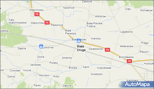 mapa Biała Druga gmina Biała, Biała Druga gmina Biała na mapie Targeo