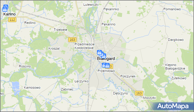 mapa Białogard, Białogard na mapie Targeo