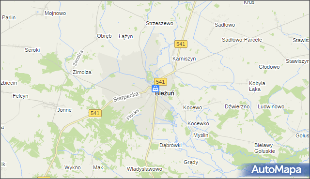 mapa Bieżuń, Bieżuń na mapie Targeo