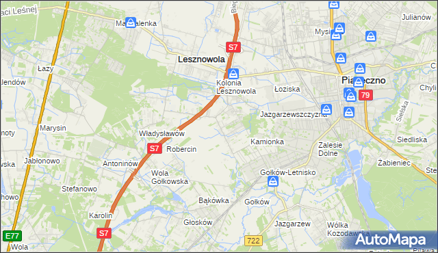 mapa Bobrowiec gmina Piaseczno, Bobrowiec gmina Piaseczno na mapie Targeo