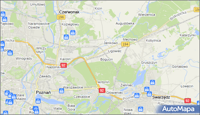 mapa Bogucin gmina Swarzędz, Bogucin gmina Swarzędz na mapie Targeo