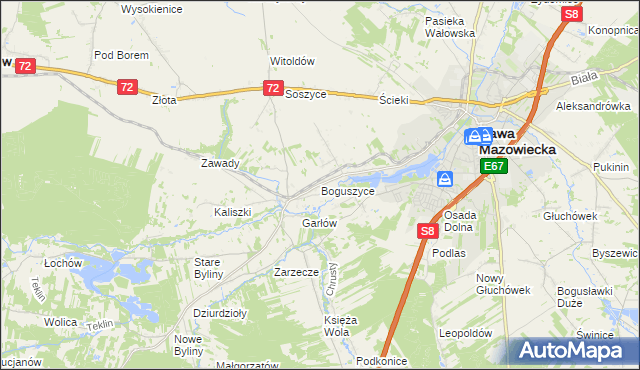 mapa Boguszyce gmina Rawa Mazowiecka, Boguszyce gmina Rawa Mazowiecka na mapie Targeo