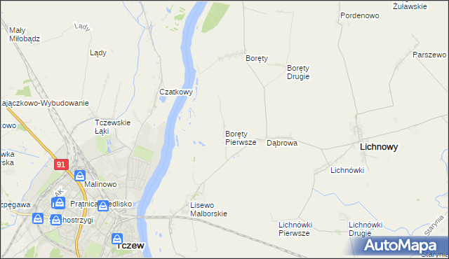 mapa Boręty Pierwsze, Boręty Pierwsze na mapie Targeo