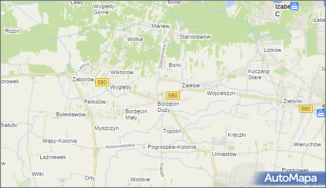 mapa Borzęcin gmina Stare Babice, Borzęcin gmina Stare Babice na mapie Targeo