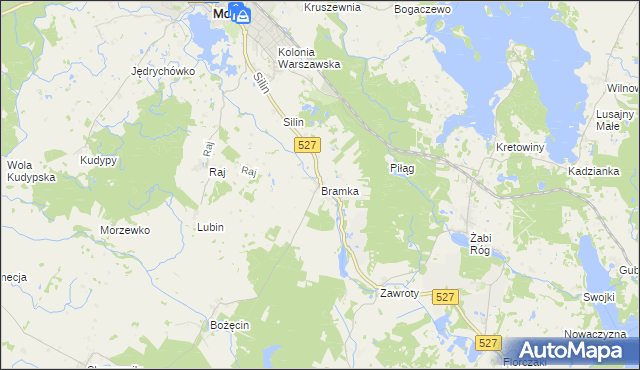 mapa Bramka gmina Morąg, Bramka gmina Morąg na mapie Targeo