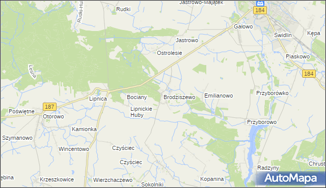 mapa Brodziszewo, Brodziszewo na mapie Targeo