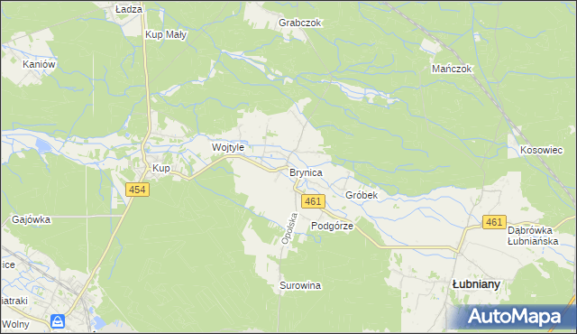 mapa Brynica gmina Łubniany, Brynica gmina Łubniany na mapie Targeo