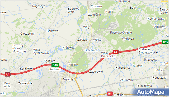 mapa Brzeźnica gmina Dębica, Brzeźnica gmina Dębica na mapie Targeo