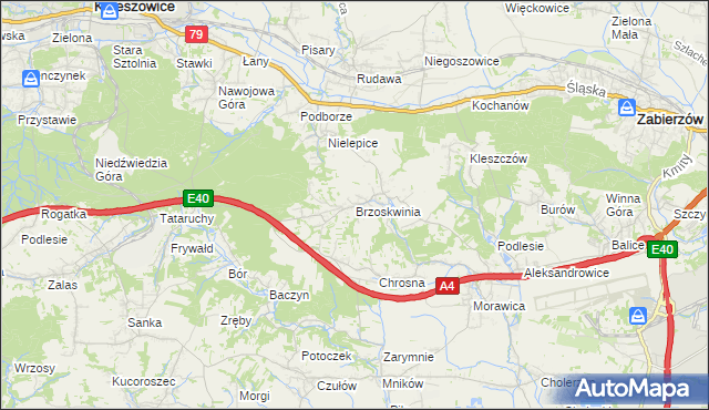 mapa Brzoskwinia, Brzoskwinia na mapie Targeo