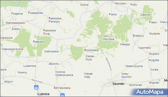 mapa Brzozówka gmina Łubnice, Brzozówka gmina Łubnice na mapie Targeo