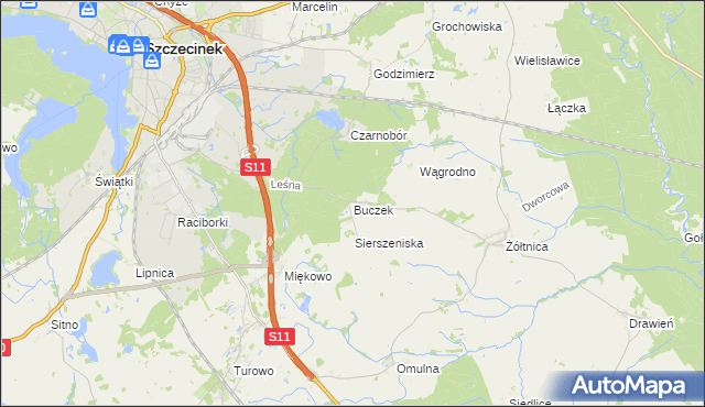 mapa Buczek gmina Szczecinek, Buczek gmina Szczecinek na mapie Targeo