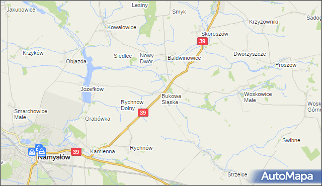 mapa Bukowa Śląska, Bukowa Śląska na mapie Targeo