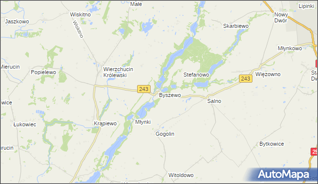 mapa Byszewo gmina Koronowo, Byszewo gmina Koronowo na mapie Targeo