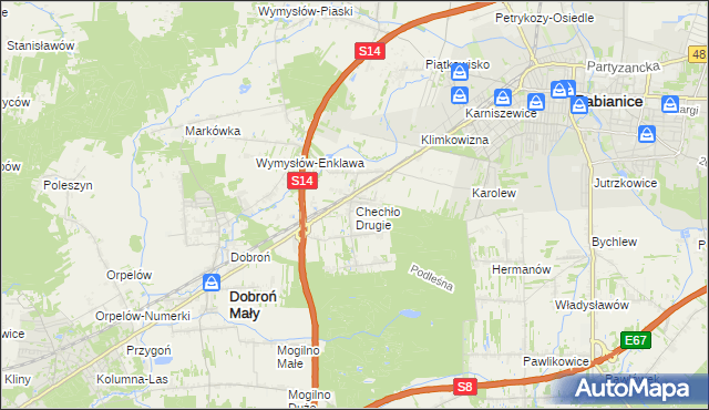 mapa Chechło Drugie, Chechło Drugie na mapie Targeo